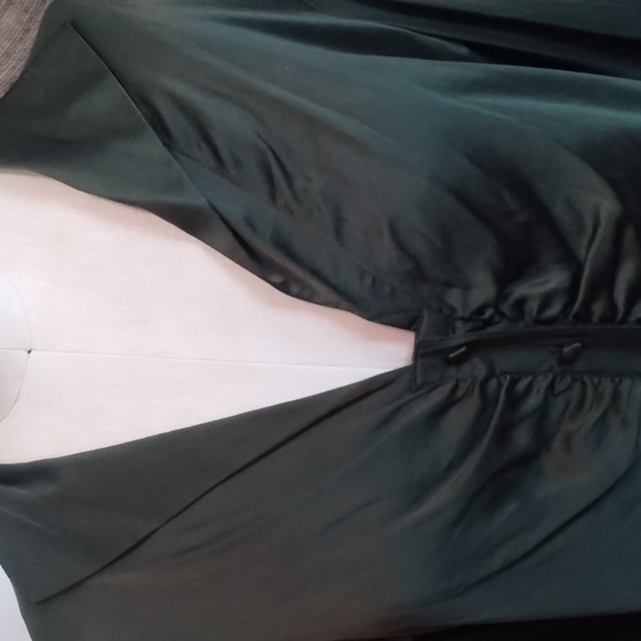 #6 Price Reduced VINTAGE SILK SATIN ForestGreen Hourglass FigureEnhancing Blouse - Picture 7 of 13